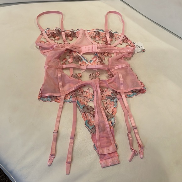 NWT underwire bodysuit pink contour bodysuit mesh transparent suspender sexy - Picture 10 of 15